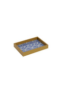 Vassoio Rettangolare - Damask Design Blue Natural