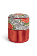 Pouf Camelia Black - Stripes Maroon Orange