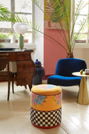 Pouf Corolla Gold - Big Check Black White