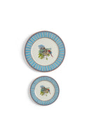 Set Di 2 Piatti In Porcellana - Jungle Parrot Blue
