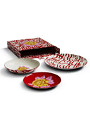 Set Di 3 Piatti In Porcellana - Indian Tiger Red