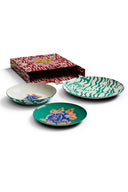 Porcelain Set Plate Of 3 - Indian Tiger Veronese