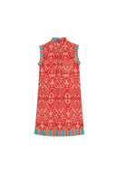 Abito Spring Bambina Damask Design Red
