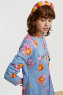 Long Kurta - Arabesque Flower Light Blue