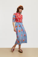 Long Kurta - Arabesque Flower Light Blue