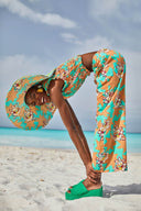 Pantalone Myanmar Star Flower Aqua