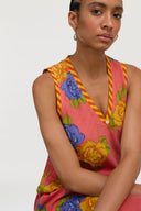 Cheack Dress - Big Flower Old Pink