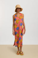 Cheack Dress - Big Flower Old Pink
