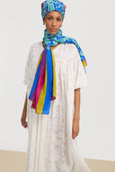 Scialle Seta 100X200Cm - Dragon Cloud Aqua