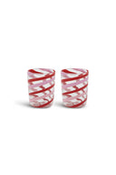 Set Di 2 Bicchieri - Blown Canna Spiral Red Pink
