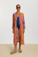 Kurta Lunga Aperta - Big Flower Old Pink
