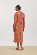 Kurta Lunga Aperta - Big Flower Old Pink
