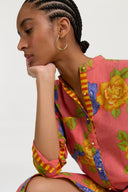 Kurta Lunga Aperta - Big Flower Old Pink