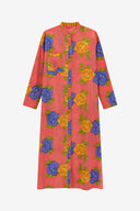 Kurta Lunga Aperta - Big Flower Old Pink