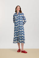 Kurta Lunga Aperta - Ikat Arrow Blue