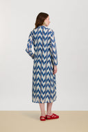 Kurta Lunga Aperta - Ikat Arrow Blue