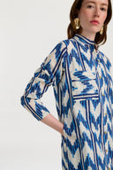Long Open Kurta - Ikat Arrow Blue