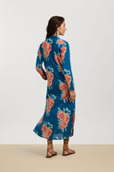 Kurta Lunga Aperta - Leopard Flower Dark Teal