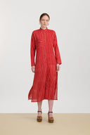 Kurta Lunga Aperta - Mini Stripes Red
