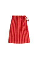 Long Open Kurta - Mini Stripes Red