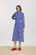 Kurta Lunga Aperta - Mini Stripes Plumbago