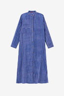 Long Open Kurta - Mini Stripes Plumbago