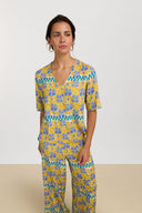 T Shirt Scollo A V - Japan Bounch Blue