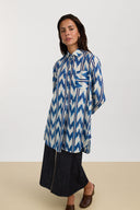 Camicia Ube -  Ikat Arrow Blue