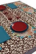 Telo Cotone 220X350Cm - Arabesque Corolla Natural Coffee