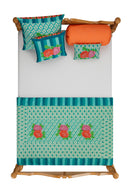 Cotton cushion cover 45x45 cm - Hima big flower turquoise